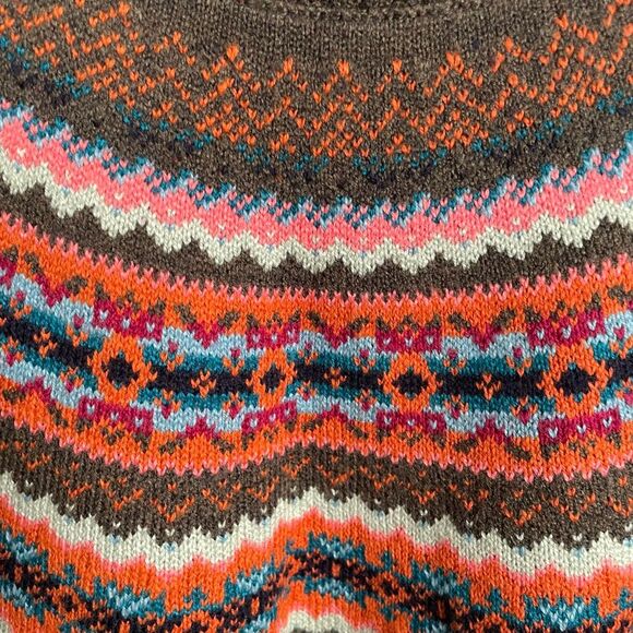 Talbots Womens Tweed Fair Isle Crewneck Sweater XL Olive Classic Cotton Blend - Picture 4 of 5